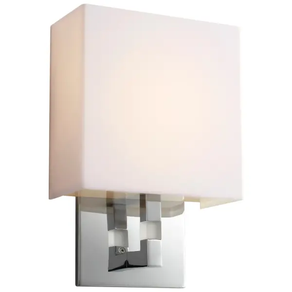The Chameleon LED Wall Sconce delivers modern style with integrated LED technology. Its polished chrome finish and matte white acrylic shade provide clean, contemporary lighting ideal for bathrooms and hallways.
