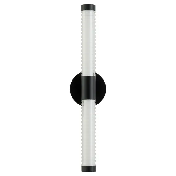 The Vaden LED sconce combines contemporary design with practical versatility. Its ribbed glass cylinder creates ambient lighting while the 5CCT LED technology allows you to adjust color temperature to match your space.
