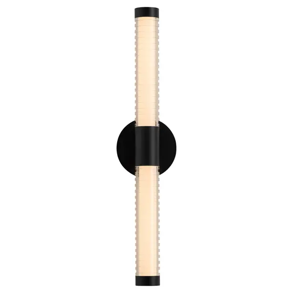 The Vaden LED sconce combines contemporary design with practical versatility. Its ribbed glass cylinder creates ambient lighting while the 5CCT LED technology allows you to adjust color temperature to match your space. - alternate view