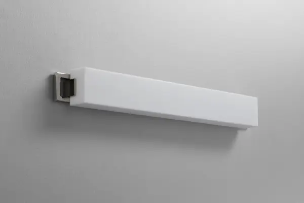 The Axel LED vanity light combines contemporary styling with integrated LED technology. Its polished nickel finish and matte white acrylic diffuser deliver clean, even illumination ideal for grooming tasks.