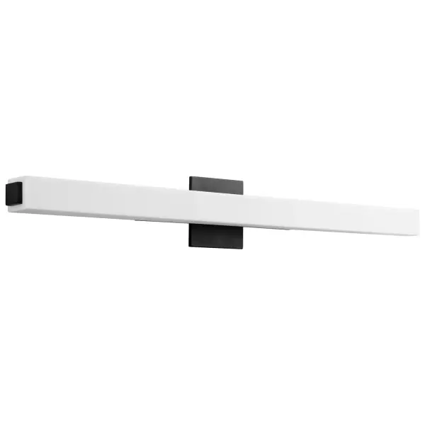 The Adelphi LED vanity light delivers modern functionality with its integrated LED array and clean black finish. At 36 inches wide, it provides excellent task lighting for double vanities with high CRI and warm color temperature.