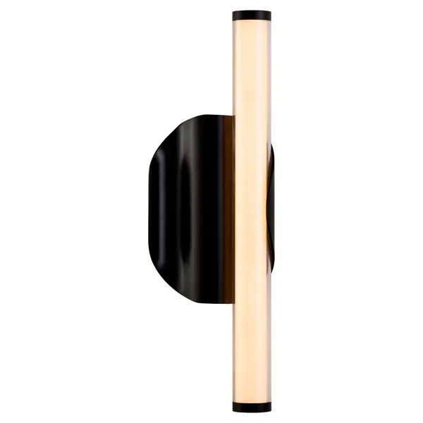 The Ola LED sconce brings contemporary flair with its distinctive wavy backplate and offset cylinder light. Energy-efficient integrated LED with 5CCT adjustability offers versatile lighting control in a compact, eye-catching package. - alternate view