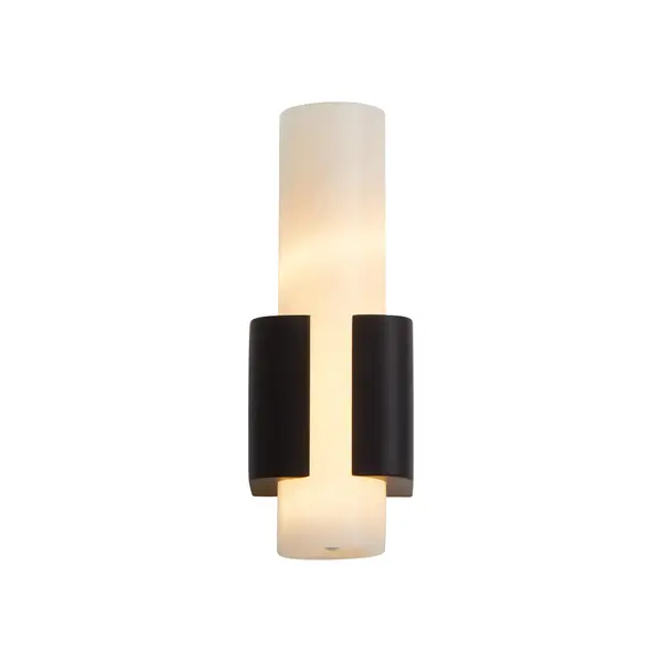The Virtue LED sconce combines natural jade stone with sleek black metal for a sophisticated, modern look. Its CCT-selectable LED technology allows you to adjust color temperature from warm to cool white, making it versatile for any space. - alternate view