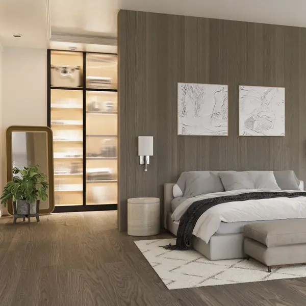 BEACON LED Wall Sconce in Satin Nickel with White Linen Shade - Image 3