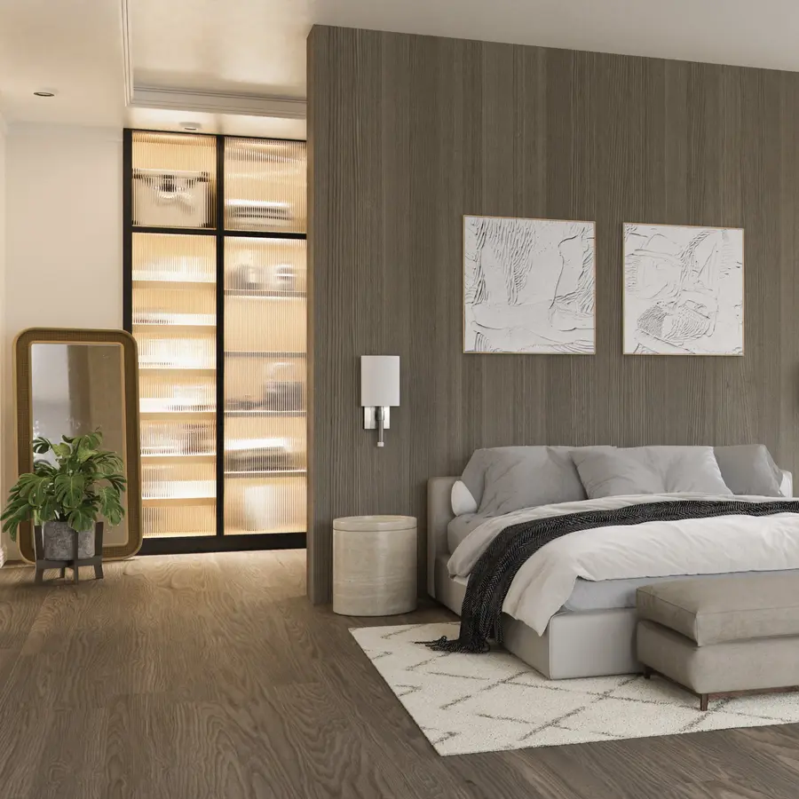 BEACON LED Wall Sconce in Satin Nickel with White Linen Shade - Image 3