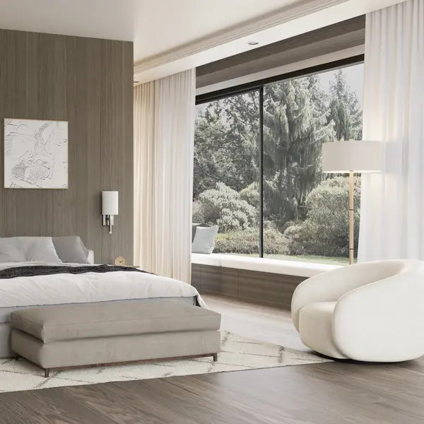 BEACON LED Wall Sconce in Satin Nickel with White Linen Shade - Image 4