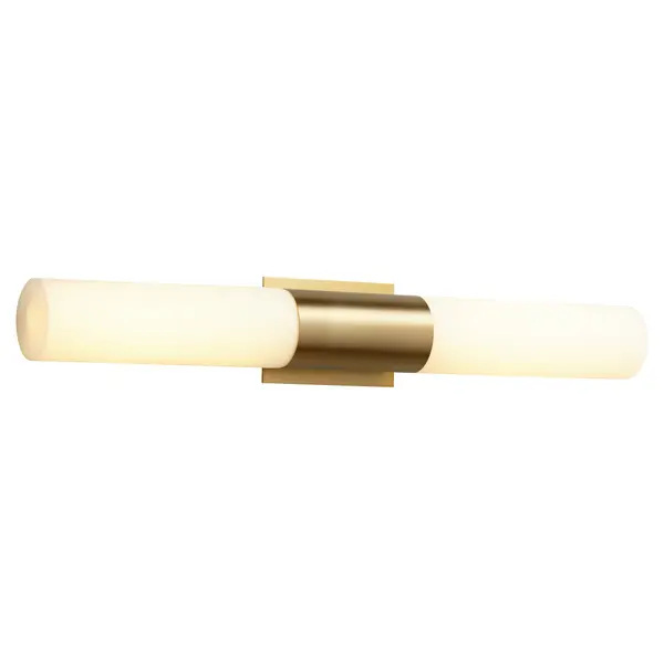 Collection: Magnum Finish: Aged Brass Glass: Satin Opal Width: 30.75" Height: 4.75" Weight: 8.68 lb Extension from Wall: 4.00" Bulbs Included Number of Bulbs: 2 Maximum Wattage: 11.90 W Bulb Type: LED Bulb Base: Array Light Source: LED Light Output: 2950.00 lm Color Temperature: 3000 K CRI: 90 Voltage: 120.00 V Material: Steel and Glass Country of Origin: China Safety Listing: UL, ETL Safety Rating: Damp LED Manufacturer Warranty: 1 year from date of purchase , 5 years LED - alternate view