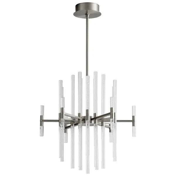 The Miro LED ceiling mount combines contemporary design with integrated LED technology, featuring 37 LED arrays that deliver bright, energy-efficient illumination. Its satin nickel finish and acrylic diffuser create a clean, modern aesthetic.