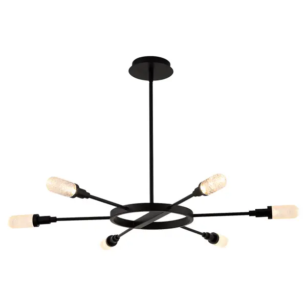 The Sperano brings industrial sophistication with six cylindrical frosted diffusers extending from a central ring. Its selectable color temperature (3000K/3500K/4000K) and integrated LED arrays offer flexibility for any space. - alternate view