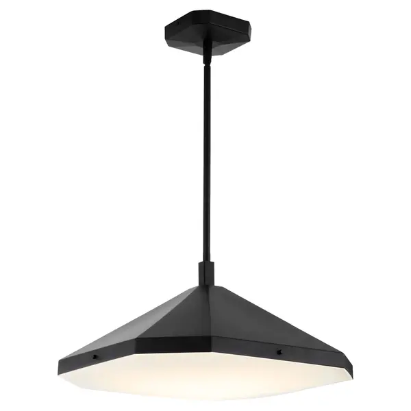 The Tempe LED Pendant masterfully bridges mid-century simplicity with contemporary design through its refined chamfered edges and clean tapered form. The gloss opal glass diffuses warm 2700K LED light beautifully while the integrated 20W LED delivers impressive 1820 lumens with exceptional 90 CRI color rendering. - alternate view