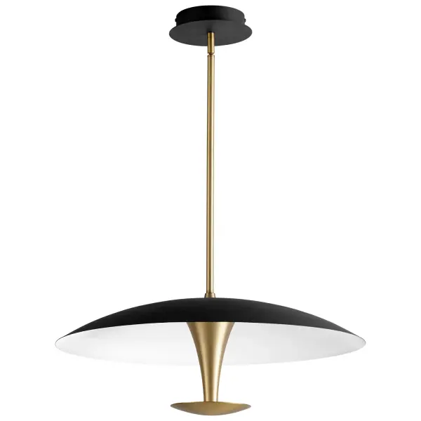 Collection: Spacely Finish: Black|Aged Brass Glass: Matte White Width: 25.63" Height: 10.13" Weight: 18.00 lb Bulbs Included Number of Bulbs: 1 Maximum Wattage: 25.00 W Bulb Type: LED Bulb Base: Array Light Source: LED Light Output: 2000.00 lm Color Temperature: 3000 K CRI: 90 Voltage: 120.00 V Material: Iron Country of Origin: China Safety Listing: UL, ETL Safety Rating: Damp LED Manufacturer Warranty: 1 purchase , 5 yrs LED eclictrical componets