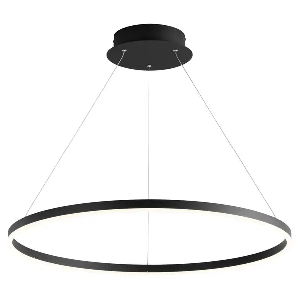 The Circulo LED Pendant delivers contemporary minimalism with its slim 31.5-inch profile and integrated LED technology. The black aluminum frame paired with matte white acrylic diffuser creates clean, even illumination perfect for modern workspaces and dining areas. - alternate view