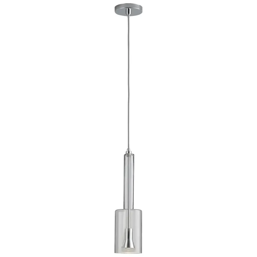 Spindle LED Mini Pendant in Polished Chrome with Clear Glass - Image 1