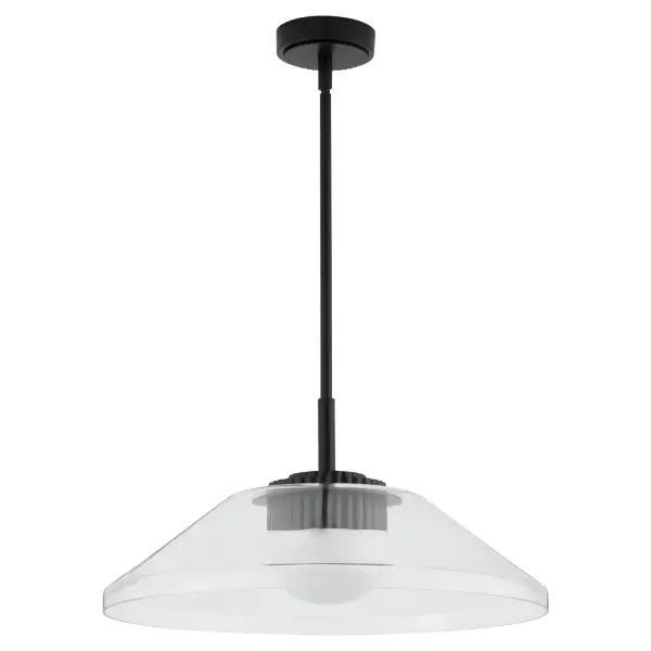 The Eros LED Pendant brings industrial chic to contemporary spaces with its distinctive fluted glass body and integrated LED technology. The clear glass shade showcases decorative heat-sink inspired details while the frost white diffuser provides warm, glare-free illumination. High CRI of 90 ensures excellent color rendering for task-oriented spaces.