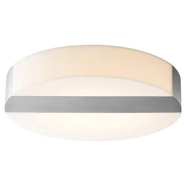 The Aurora delivers impressive 2350-lumen output in a compact 13.5-inch profile. Its warm 3000K LED with 90 CRI provides excellent color rendering, while the satin nickel finish and matte white diffuser create a clean, contemporary look ideal for low-ceiling spaces. - alternate view