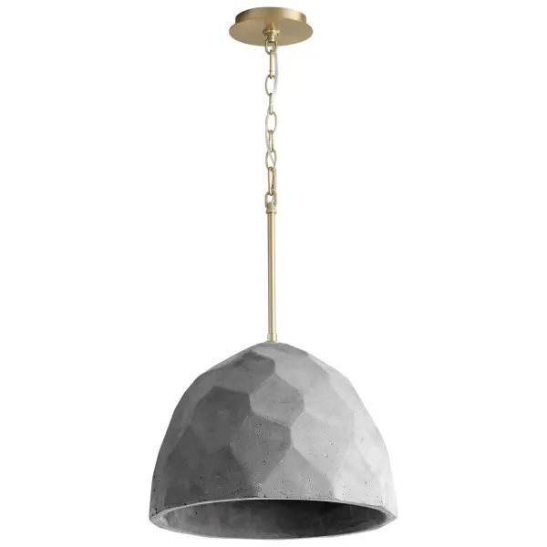 The Maria LED Pendant combines raw concrete texture with refined aged brass detailing for a sophisticated industrial aesthetic. Its substantial 16-inch dome provides focused task lighting while making a bold design statement.
