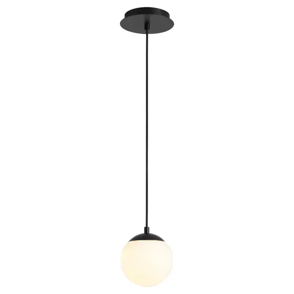The Luna LED pendant delivers clean, modern lighting through its classic globe silhouette and integrated LED technology. The matte white opal glass diffuser provides soft, even illumination while the compact 6-inch size makes it ideal for clustering over islands and dining tables. - alternate view