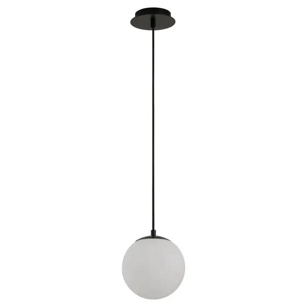 The Luna series of minimalist pendants provides a staple lighting solution with its straightforward design and sleek contours. A petite round canopy secures a slim cord that supports a classic matte white globe diffuser. Display in multiples of the same size or mix and match for an effortlessly whimsical look. Add the Luna pendant to your next project and catapult your space into a supremely contemporary realm of design. Collection: Luna Finish: Black Glass: Opal Width: 8.00" Height: 9.50" Weight: 4.32 lb Bulbs Included Number of Bulbs: 1 Maximum Wattage: 6.00 W Bulb Base: Array Light Source: LED Light Output: 540.00 lm Color Temperature: 2700 K CRI: 90 Material: Steel|Glass Country of Origin: China Safety Listing: cETL Safety Rating: Damp LED