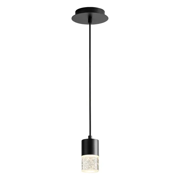 The Spirit LED pendant delivers efficient, focused lighting in a sleek mini profile. Its black-on-black finish and compact 2.75" width make it ideal for tight spaces, task lighting, or grouped installations over islands and bars. - alternate view