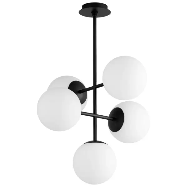 Collection: Nebula Finish: Black Glass: Satin Opal Width: 24.25" Height: 21.75" Weight: 15.00 lb Bulbs Included Number of Bulbs: 5 Maximum Wattage: 6.00 W Bulb Type: LED Bulb Base: Array Light Source: LED Color Temperature: 3000 K CRI: 90 Voltage: 120.00 V Material: Steel, Glass Country of Origin: China Safety Listing: UL, ETL Safety Rating: Damp LED Manufacturer Warranty: 1 year from date of purchase , 5 years LED