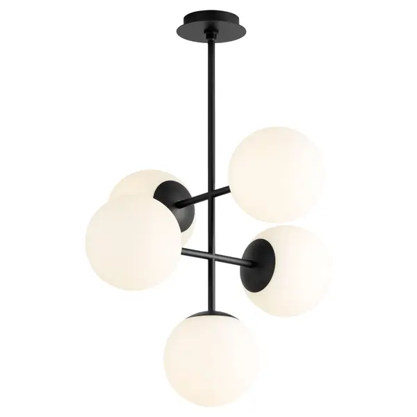 Collection: Nebula Finish: Black Glass: Satin Opal Width: 24.25" Height: 21.75" Weight: 15.00 lb Bulbs Included Number of Bulbs: 5 Maximum Wattage: 6.00 W Bulb Type: LED Bulb Base: Array Light Source: LED Color Temperature: 3000 K CRI: 90 Voltage: 120.00 V Material: Steel, Glass Country of Origin: China Safety Listing: UL, ETL Safety Rating: Damp LED Manufacturer Warranty: 1 year from date of purchase , 5 years LED - alternate view
