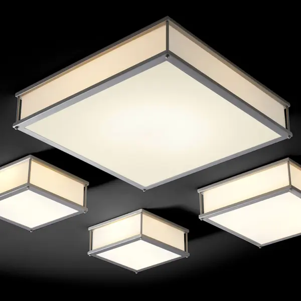 Collection: Modulo Finish: Satin Nickel Glass: Matte White Width: 16.00" Height: 4.75" Length: 16.00" Weight: 8.18 lb Bulbs Included Number of Bulbs: 2 Maximum Wattage: 10.10 W Bulb Type: LED Bulb Base: Array Light Source: LED Light Output: 2436.00 lm Color Temperature: 3000 K CRI: 90 Voltage: 120.00 V Material: Steel and Acrylic Country of Origin: China Safety Listing: UL, ETL Safety Rating: Damp LED Manufacturer Warranty: 1 year from date of purchase , 5 years LED - alternate view
