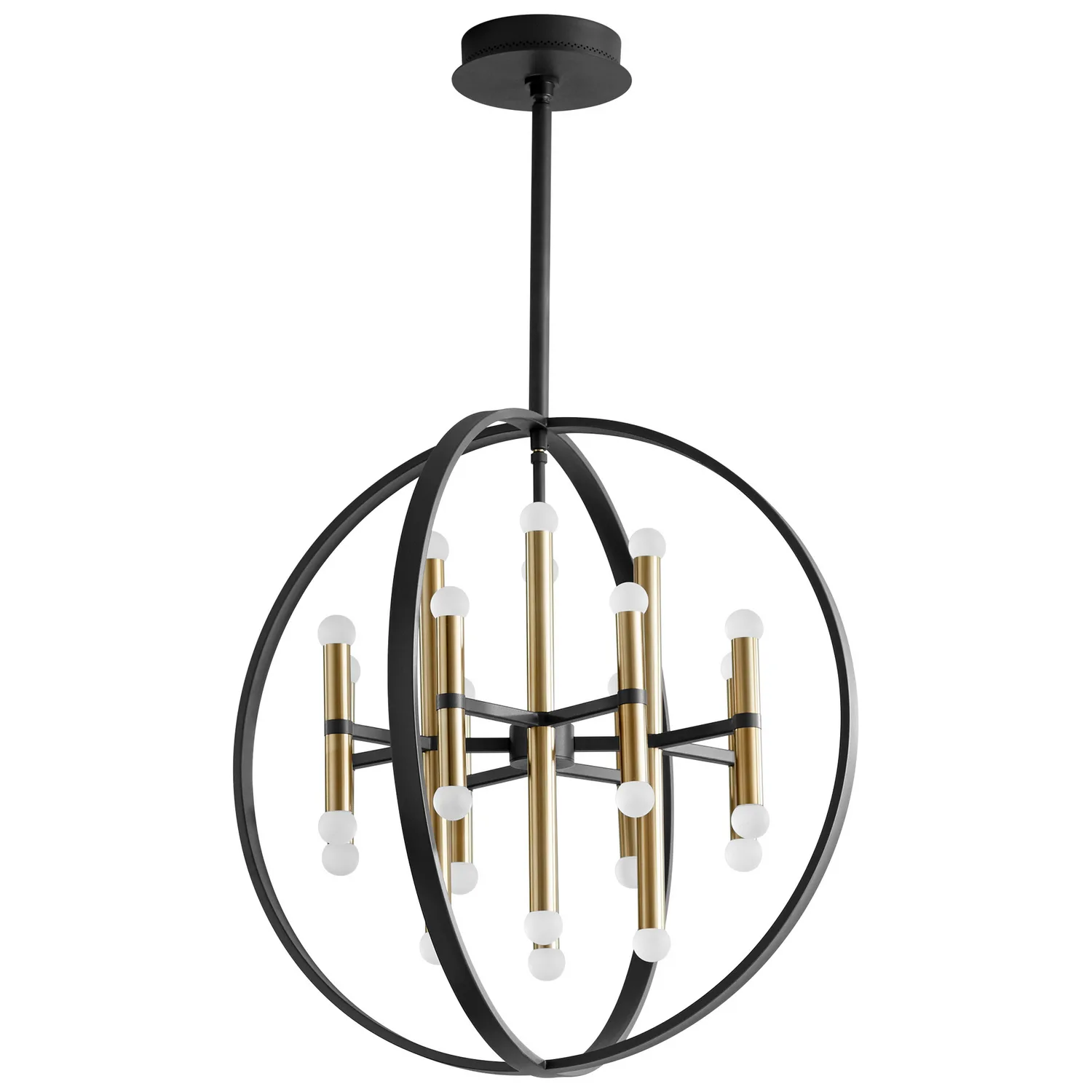 Nero LED Chandelier in Black|Aged Brass