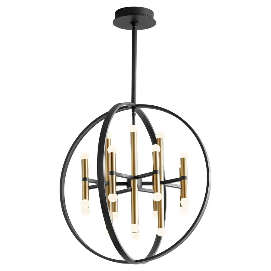 Nero LED Chandelier in Black and Aged Brass - Image 2