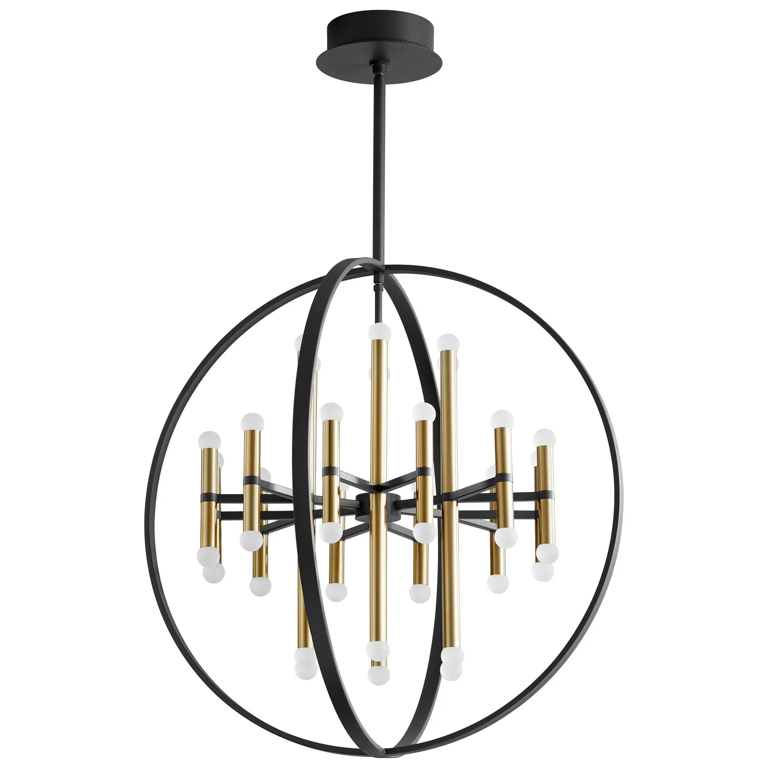 Nero LED Chandelier in Black|Aged Brass