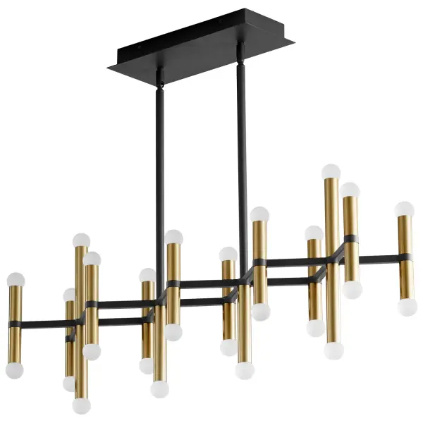 Collection: Nero Finish: Black|Aged Brass Glass: Frosted White Width: 7.38" Height: 17.50" Length: 33.50" Weight: 21.00 lb Bulbs Included Number of Bulbs: 26 Maximum Wattage: 2.10 W Bulb Type: LED Bulb Base: Array Light Source: LED Light Output: 5460.00 lm Color Temperature: 3000 K CRI: 90 Voltage: 120.00 V Material: Steel, Acrylic Country of Origin: China Safety Listing: UL, ETL Safety Rating: Damp LED Manufacturer Warranty: 1 purchase , 5 yrs LED eclictrical componets