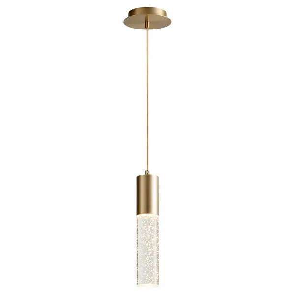 A petite LED pendant that delivers focused task lighting with energy efficiency. The aged brass finish adds warmth to contemporary spaces, while the compact 2.75-inch width makes it ideal for tight installations. - alternate view