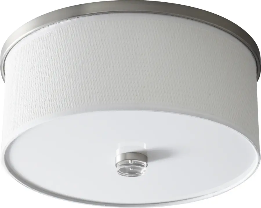 Echo LED Flush Mount in Satin Nickel with White Grass Shade - Image 1