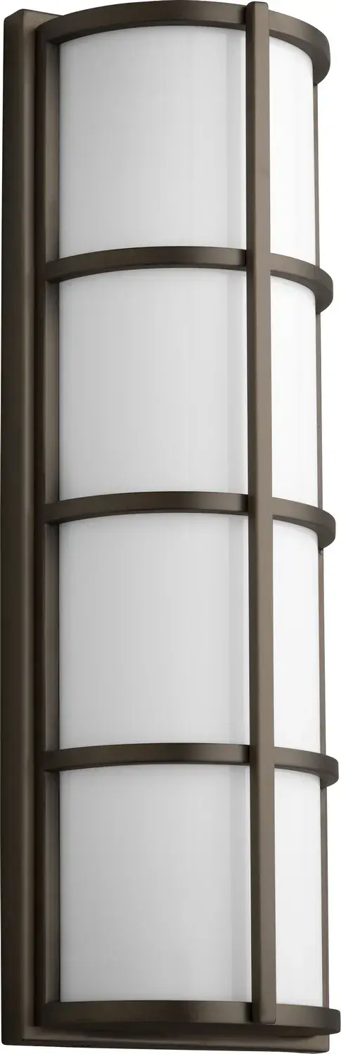 Collection: LEDA Finish: Oiled Bronze Glass: White Acrylic Width: 7.25" Height: 21.75" Weight: 9.38 lb Extension from Wall: 4.75" Bulbs Included Number of Bulbs: 2 Maximum Wattage: 10.10 W Bulb Type: LED Bulb Base: Array Light Source: LED Light Output: 2436.00 lm Color Temperature: 3000 K CRI: 90 Voltage: 120.00 V Material: Stainless Steel #304 Country of Origin: China Safety Listing: UL, ETL Safety Rating: Wet LED Manufacturer Warranty: 1 year from date of purchase , 5 years LED