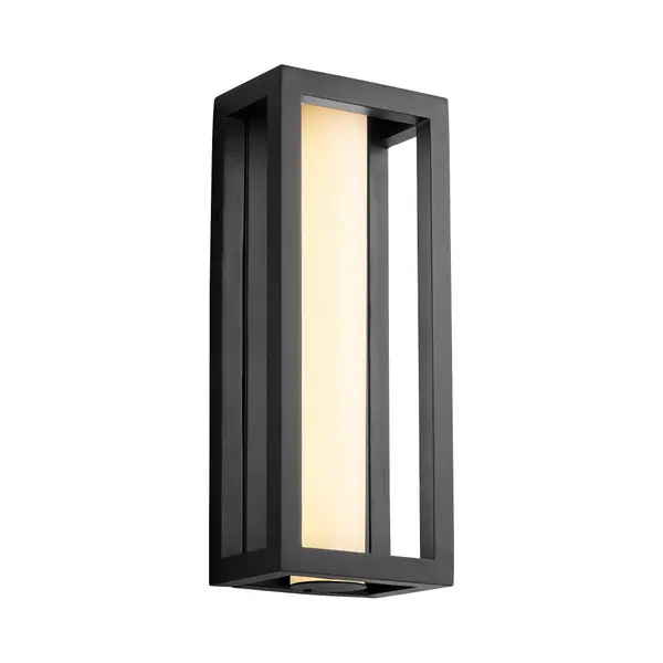 Collection: Aperto Finish: Black Glass: White Frost Width: 6.50" Height: 16.00" Weight: 4.00 lb Extension from Wall: 4.25" Bulbs Included Number of Bulbs: 1 Maximum Wattage: 12.00 W Bulb Type: LED Bulb Base: Array Light Source: LED Light Output: 546.00 lm Color Temperature: 3000 K CRI: 90 Voltage: 120.00 V Material: Aluminum|Glass Country of Origin: China Safety Listing: UL, ETL Safety Rating: Wet LED Manufacturer Warranty: 1 year from date of purchase - alternate view