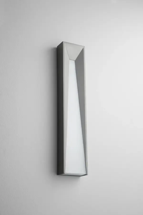 Collection: Calypso Finish: Grey Glass: Polished White Polycarbonate Width: 4.25" Height: 22.00" Weight: 5.48 lb Extension from Wall: 2.25" Bulbs Included Number of Bulbs: 2 Maximum Wattage: 10.10 W Bulb Type: LED Bulb Base: Array Light Source: LED Light Output: 2950.00 lm Color Temperature: 3000 K CRI: 90 Voltage: 120.00 V Material: Aluminum & Acrylic Country of Origin: China Safety Listing: UL, ETL Safety Rating: Wet LED Manufacturer Warranty: 1 year from date of purchase , 5 years LED