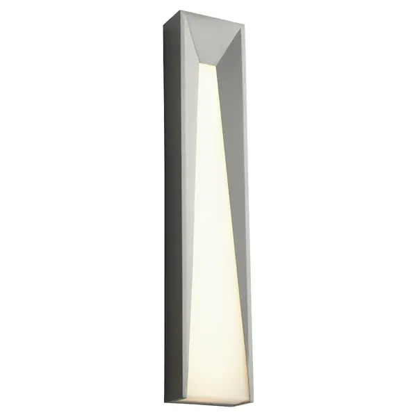 Collection: Calypso Finish: Grey Glass: Polished White Polycarbonate Width: 4.25" Height: 22.00" Weight: 5.48 lb Extension from Wall: 2.25" Bulbs Included Number of Bulbs: 2 Maximum Wattage: 10.10 W Bulb Type: LED Bulb Base: Array Light Source: LED Light Output: 2950.00 lm Color Temperature: 3000 K CRI: 90 Voltage: 120.00 V Material: Aluminum & Acrylic Country of Origin: China Safety Listing: UL, ETL Safety Rating: Wet LED Manufacturer Warranty: 1 year from date of purchase , 5 years LED - alternate view