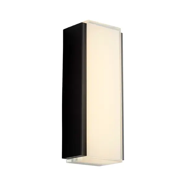 Collection: Helio Finish: Black Glass: White Frost Width: 6.38" Height: 16.00" Weight: 8.00 lb Extension from Wall: 4.00" Bulbs Included Number of Bulbs: 1 Maximum Wattage: 18.00 W Bulb Type: LED Bulb Base: Array Light Source: LED Light Output: 522.00 lm Color Temperature: 3000 K CRI: 90 Voltage: 120.00 V Material: Glass, Aluminum, Iron Country of Origin: China Safety Listing: UL, ETL Safety Rating: Wet LED Manufacturer Warranty: 1 year from date of purchase - alternate view