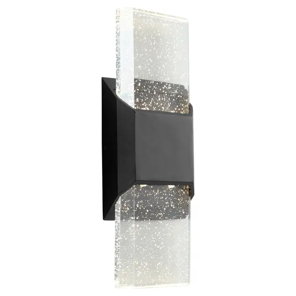 Collection: Esprit Finish: Black Glass: Clear Width: 5.50" Height: 15.00" Weight: 7.75 lb Extension from Wall: 2.00" Bulbs Included Number of Bulbs: 2 Maximum Wattage: 6.00 W Bulb Type: LED Bulb Base: Array Light Source: LED Light Output: 1020.00 lm Color Temperature: 3000 K CRI: 90 Voltage: 120.00 V Material: Aluminum, Glass Country of Origin: China Safety Listing: UL, ETL Safety Rating: Wet LED Manufacturer Warranty: 1 purchase , 5 yrs LED eclictrical componets - alternate view