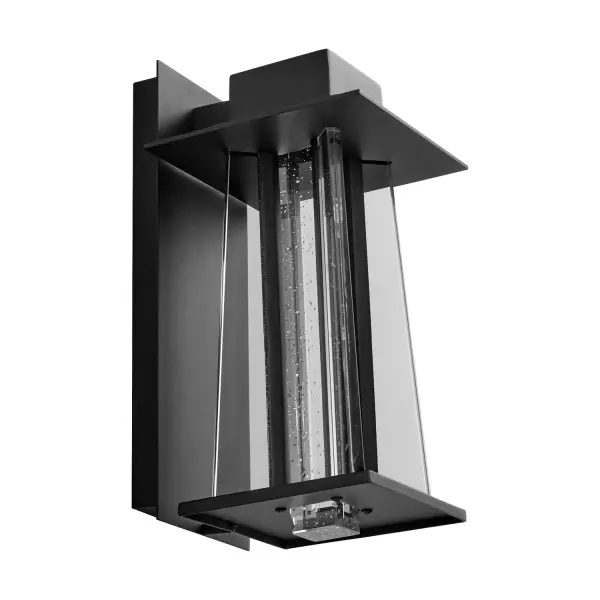 Collection: Artè Finish: Black Glass: Clear Width: 6.75" Height: 13.63" Weight: 8.50 lb Extension from Wall: 7.63" Bulbs Included Number of Bulbs: 2 Maximum Wattage: 4.00 W Bulb Type: LED Bulb Base: Array Light Source: LED Light Output: 680.00 lm Color Temperature: 3000 K CRI: 90 Voltage: 120.00 V Material: Glass, Aluminum, Iron Country of Origin: China Safety Listing: UL, ETL Safety Rating: Wet LED Manufacturer Warranty: 1 year, 5 years on LED