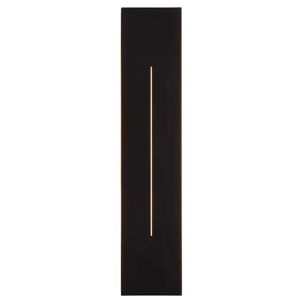 Constructed of coastal-grade materials, the Torre 5CCT LED wet-rated sconce has lasting performance with a minimalist design. The back-lit lighting creates a radiating ambiance with a vertical opening in the center, drawing the eye in. Choose from various sizes of this simple geometric luminary to find your perfect match. Collection: Torre Finish: Black Width: 5.00" Height: 25.13" Weight: 4.95 lb Extension from Wall: 4.00" Number of Bulbs: 1 Maximum Wattage: 23.00 W Bulb Base: Array Light Source: LED Material: Aluminum Country of Origin: China Safety Rating: Wet LED - alternate view