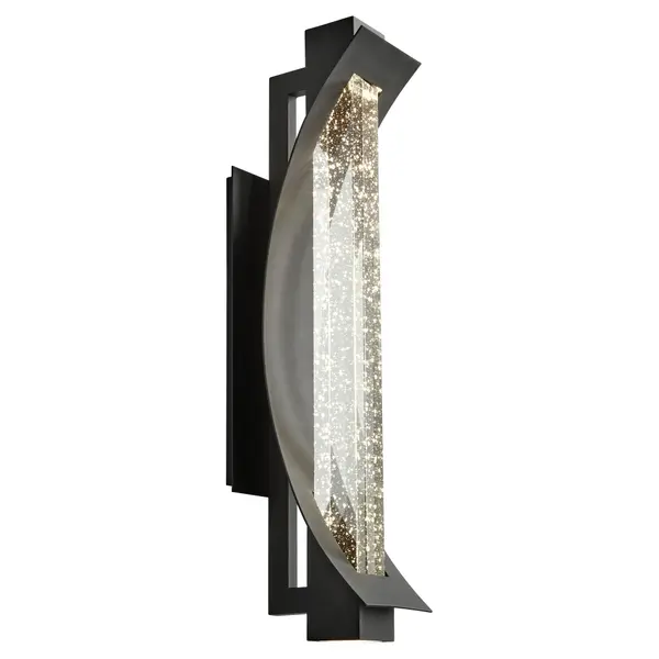 Collection: Albedo Finish: Black Glass: Clear Width: 5.00" Height: 24.25" Weight: 12.00 lb Extension from Wall: 6.63" Bulbs Included Number of Bulbs: 1 Maximum Wattage: 10.00 W Bulb Type: LED Bulb Base: Array Light Source: LED Light Output: 850.00 lm Color Temperature: 3000 K CRI: 90 Voltage: 120.00 V Material: Glass, Aluminum Country of Origin: China Safety Listing: UL, ETL Safety Rating: Wet LED Manufacturer Warranty: 1 year, 5 years on LED - alternate view