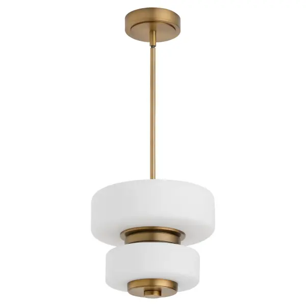 Drawing inspiration from traditional Japanese architecture and Art Deco design, the Favo light creates a reserved yet stately presence. The satin opal glass softens the light from the long-lasting integrated LEDs, while the brushed brass finish adds a rich, warm feel, creating a harmonious blend between the two elements. Let the Favo collection transform your space into a beacon of sophistication and style. Collection: Favo Finish: Brushed Brass Glass: Satin Opal Width: 13.50" Height: 12.00" Length: 13.50" Weight: 11.75 lb Number of Bulbs: 6 Maximum Wattage: 16.00 W Bulb Type: LED Bulb Base: Array Light Source: LED Light Output: 1520.00 lm Color Temperature: 2700 K CRI: 90 Material: Satin Opal Country of Origin: China Safety Rating: Damp LED