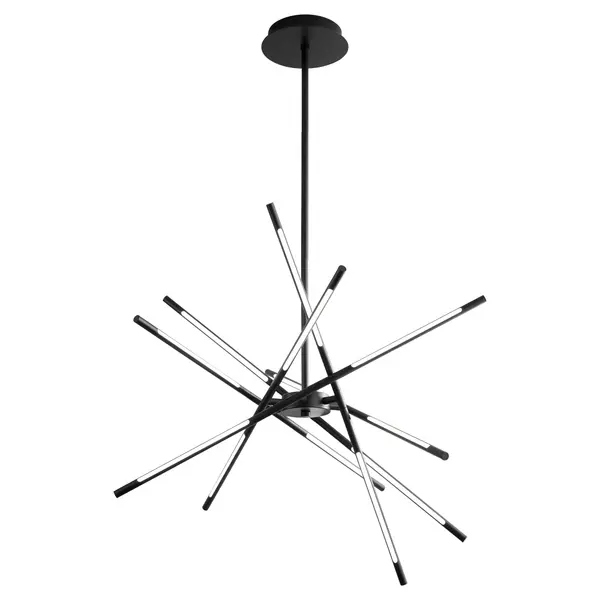 Collection: Palillos Finish: Black Glass: Polycarbonate Notes: 3000 / 3500 / 4000k CCT Width: 33.47" Height: 12.25" Weight: 9.46 lb Rod: 2-8", 2-12", 3-16" Canopy: 6.75" dia. Bulbs Included Number of Bulbs: 12 Maximum Wattage: 3.50 W Bulb Type: LED Bulb Base: Array Light Source: LED Color Temperature: 3000 K CRI: 90 Material: Aluminum|Steel|Acrylic Country of Origin: China Safety Listing: UL, ETL Safety Rating: Damp Connection: Hardwire LED Manufacturer Warranty: 5 Years - alternate view