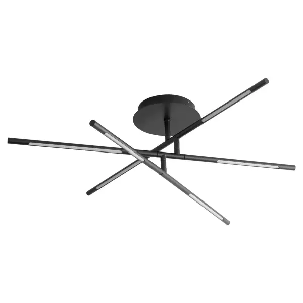 Collection: Palillos Finish: Black Glass: Polycarbonate Notes: 3000 / 3500 / 4000k CCT Width: 36.25" Height: 9.75" Weight: 5.28 lb Canopy: 5.75" dia. Bulbs Included Number of Bulbs: 6 Maximum Wattage: 4.50 W Bulb Type: LED Bulb Base: Array Light Source: LED Color Temperature: 3000 K CRI: 90 Material: Aluminum|Steel|Acrylic Country of Origin: China Safety Listing: UL, ETL Safety Rating: Damp Connection: Hardwire LED Manufacturer Warranty: 5 Years