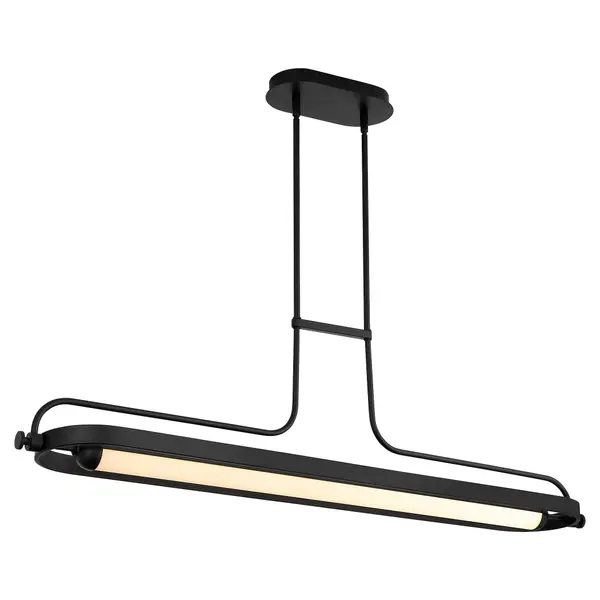 What began as an exploration of the picture light form on a grander scale quickly transformed into Braem's unique identity. With smooth curvatures reminiscent of historical gas fittings and knurled industrial accents, Braem delivers a fresh yet familiar aesthetic. Its timeless charm bridges the gap between modern and traditional styles, making it a seamless addition to a wide range of decor. Collection: Braem Finish: Black Glass: White Width: 7.00" Height: 13.50" Length: 48.00" Weight: 14.75 lb Number of Bulbs: 6 Maximum Wattage: 24.00 W Bulb Type: LED Bulb Base: Array Light Source: LED Light Output: 2750.00 lm Color Temperature: 2700 K CRI: 90 Material: Acrylic Country of Origin: China Safety Rating: Damp LED - alternate view