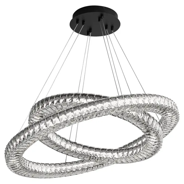 The Elan series of LED pendants combine contemporary style with classic luxury. Cut glass diffusers surround adjustable CCT 3000/3500/4000k LED light sources along two overlapping rings, creating stunning visuals. A damp listing allows the Elan series to make a statement in any area. Options of black or aged brass grant this series the ability to complement any color palette. Create a dynamic presentation of light refraction with the Elan series. Collection: Élan Finish: Black Width: 32.00" Height: 3.00" Weight: 40.50 lb Bulbs Included Number of Bulbs: 1 Maximum Wattage: 25.00 W Bulb Type: LED Bulb Base: Array Light Source: LED CRI: 90 Voltage: 120.00 V Country of Origin: China Safety Listing: UL, ETL Safety Rating: Damp LED - alternate view
