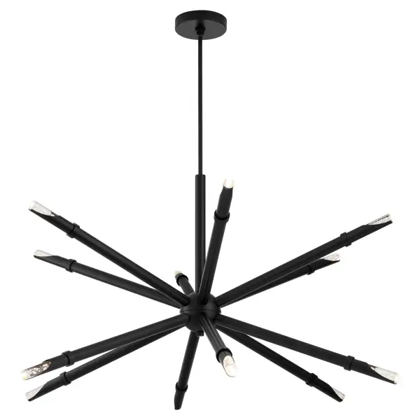 Collection: Ionis Finish: Black Width: 42.00" Height: 22.00" Weight: 22.00 lb Number of Bulbs: 12 Maximum Wattage: 27.60 W Bulb Type: Array Bulb Base: Array Light Source: LED Color Temperature: 3000 K CRI: 90 Material: Steel|Acrylic Country of Origin: China Safety Rating: Damp LED
