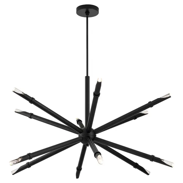 Collection: Ionis Finish: Black Width: 42.00" Height: 22.00" Weight: 22.00 lb Number of Bulbs: 12 Maximum Wattage: 27.60 W Bulb Type: Array Bulb Base: Array Light Source: LED Color Temperature: 3000 K CRI: 90 Material: Steel|Acrylic Country of Origin: China Safety Rating: Damp LED - alternate view
