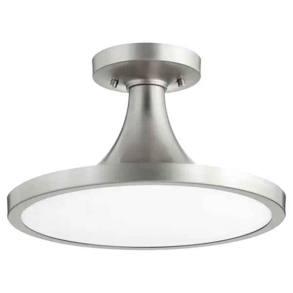 The Bugle 15" Ceiling Mount offers clean, contemporary styling in a practical flush mount design. Its satin nickel finish provides neutral elegance that complements various decor styles while delivering reliable ambient lighting.
