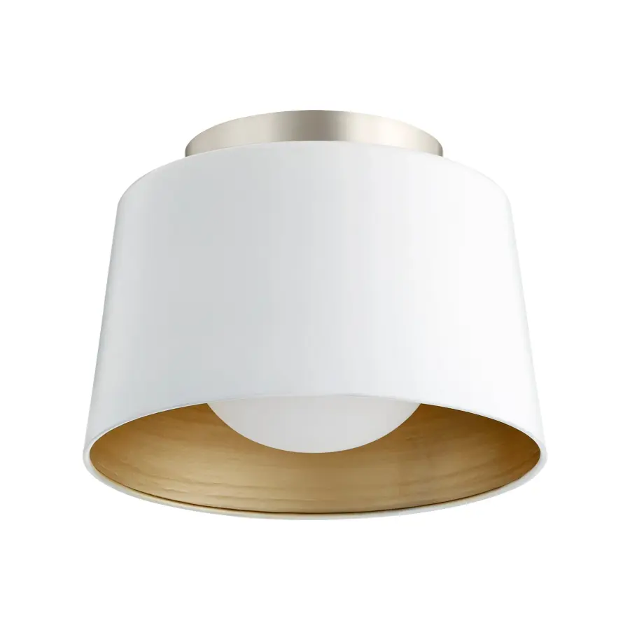 Studio White 11" Ceiling Mount with Aged Brass Interior - Image 1